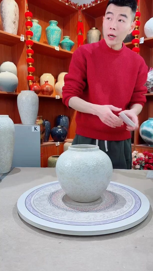 瓶茶白 小号 陶瓷花瓶 无花 精品