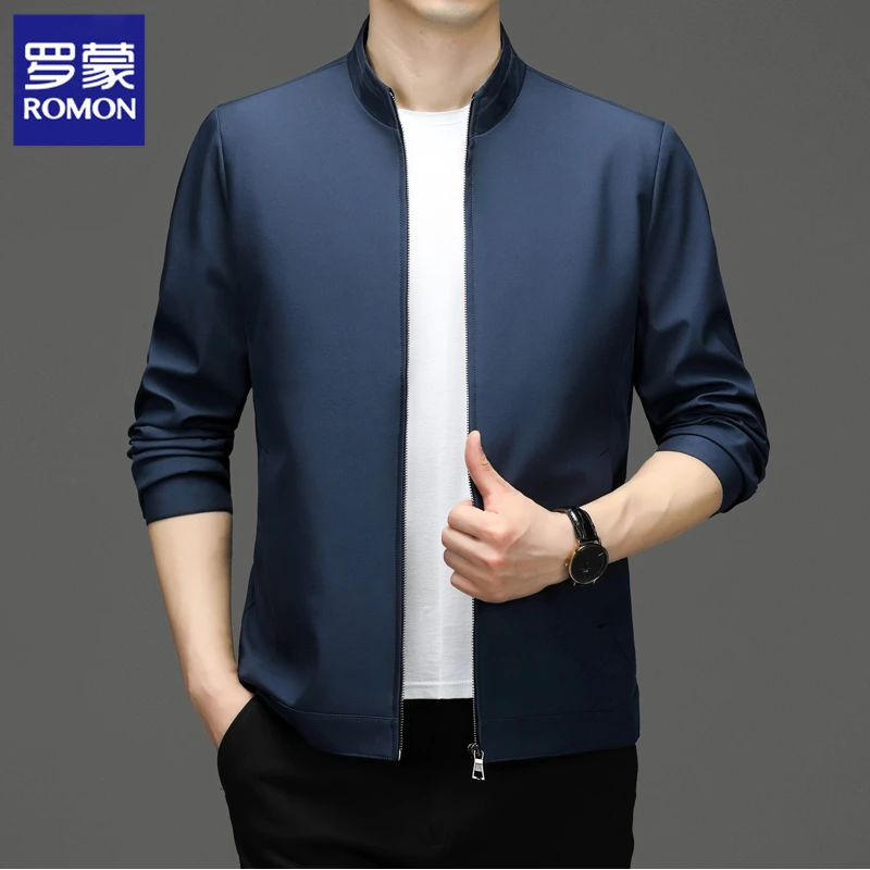 Romon/罗蒙新款夹克外套男士商务休闲立领男装上衣春秋季薄款百搭