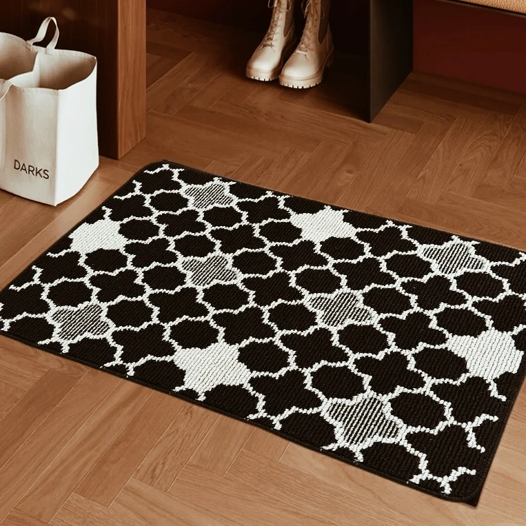 幸运四叶草立体感丙纶耐磨防滑入户门脚垫提花门垫防尘地垫地毯