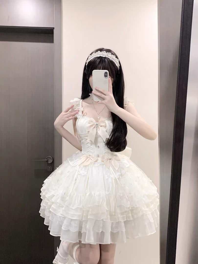 夏季甜美少女显瘦蕾丝吊带公主连衣裙（直播间找到对应编码下单）