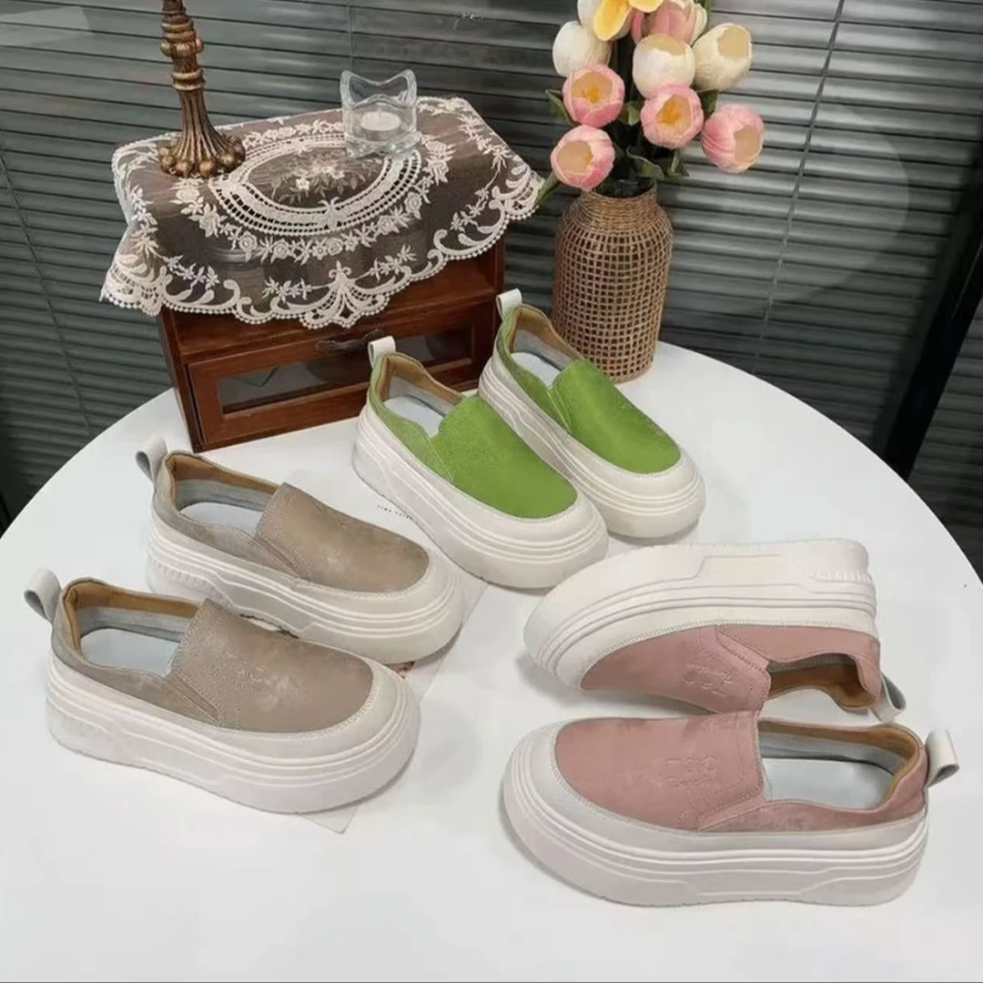 厚底圆头一脚蹬纯色轻便舒适女鞋丁字鞋松糕底板鞋2388