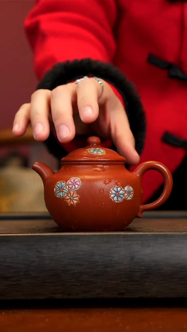 【闪购商品】紫砂茶壶大红袍莲子壶 皮球花