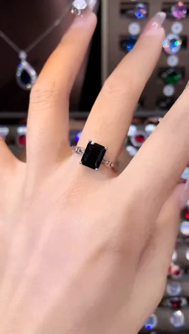 戒指蓝宝石银S925镶嵌79银色山蓝