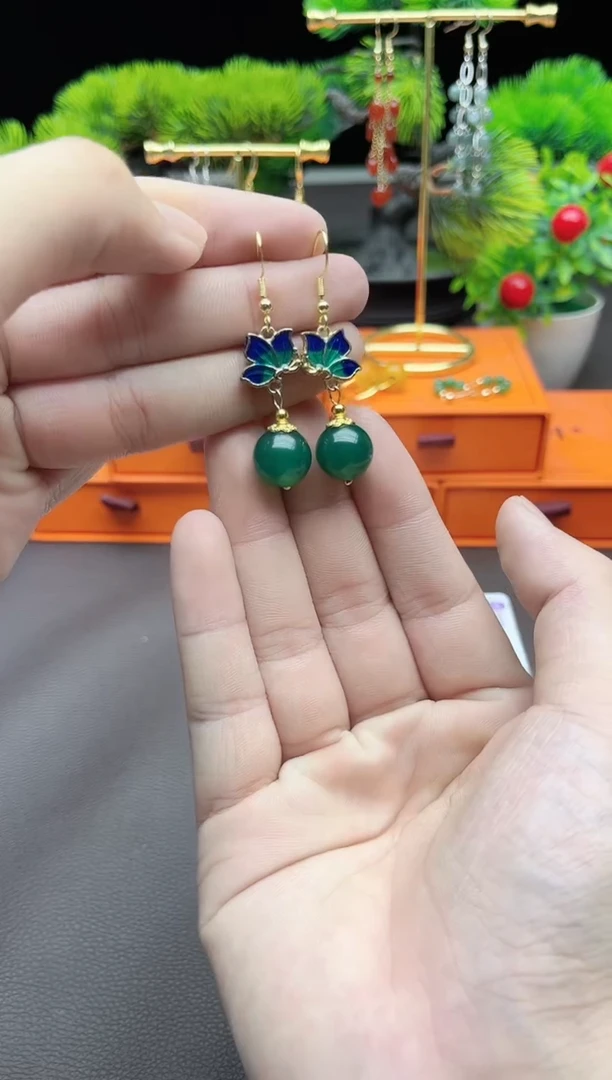 玛瑙/玉髓耳饰银S925镶嵌337