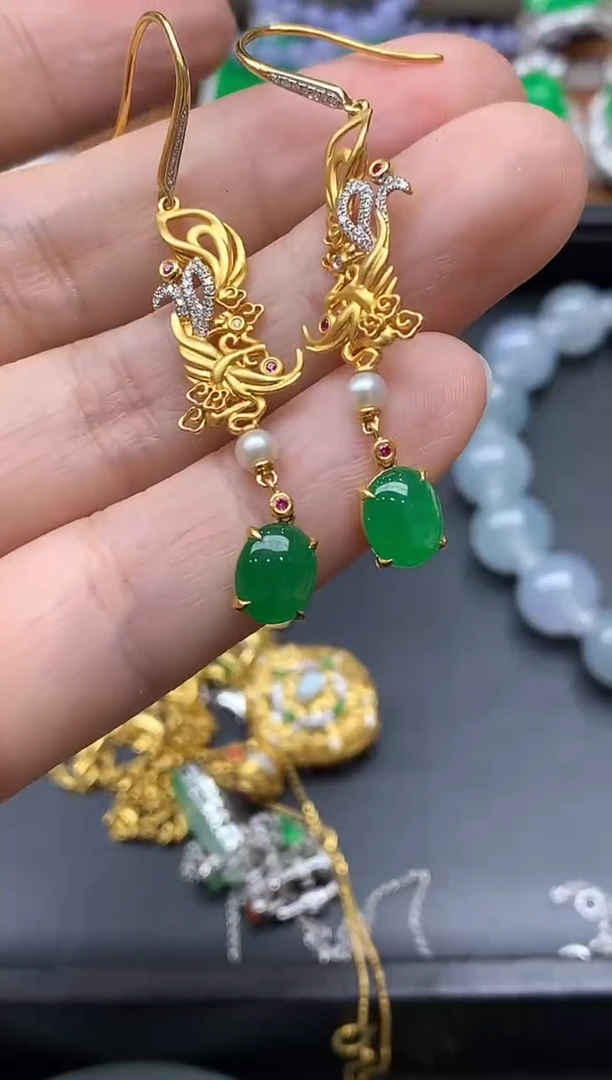 18K金镶嵌翡翠耳饰661-中国好珍宝