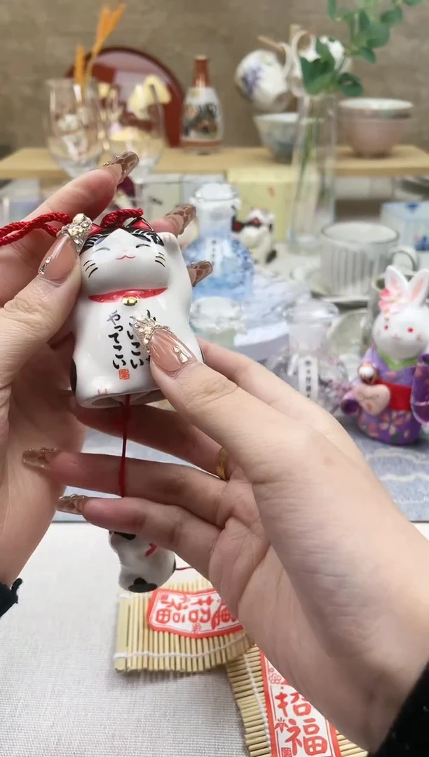 【闪购商品】摆件/盘子/杯子黑白斑点猫风铃