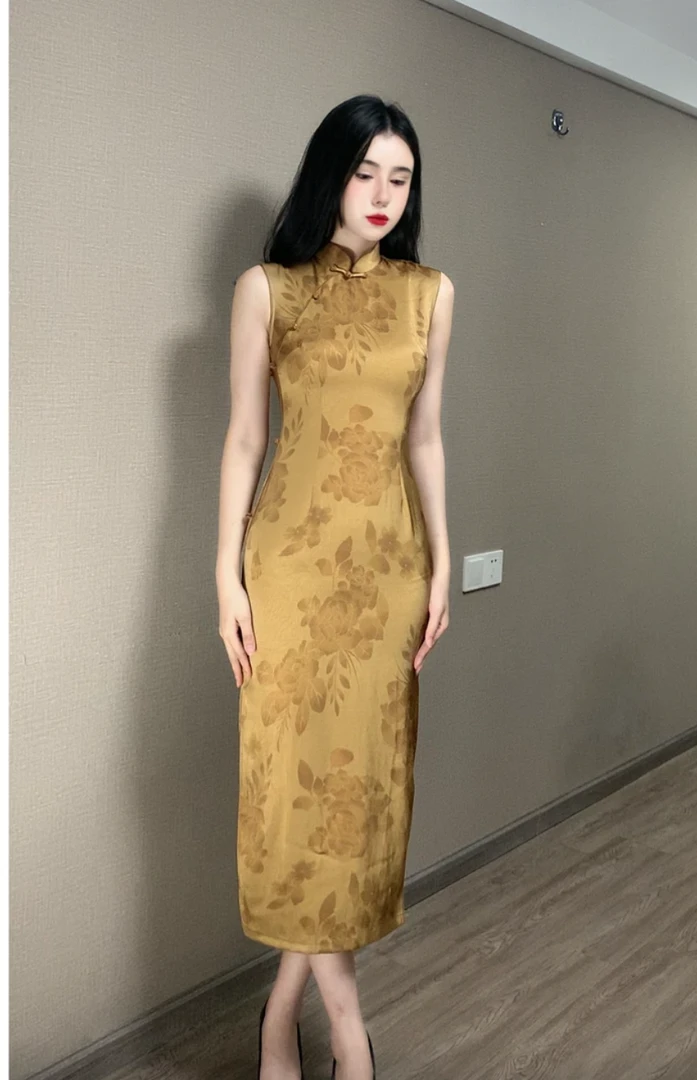 夏季新款新中式改良旗袍优雅复古国风旗袍裙