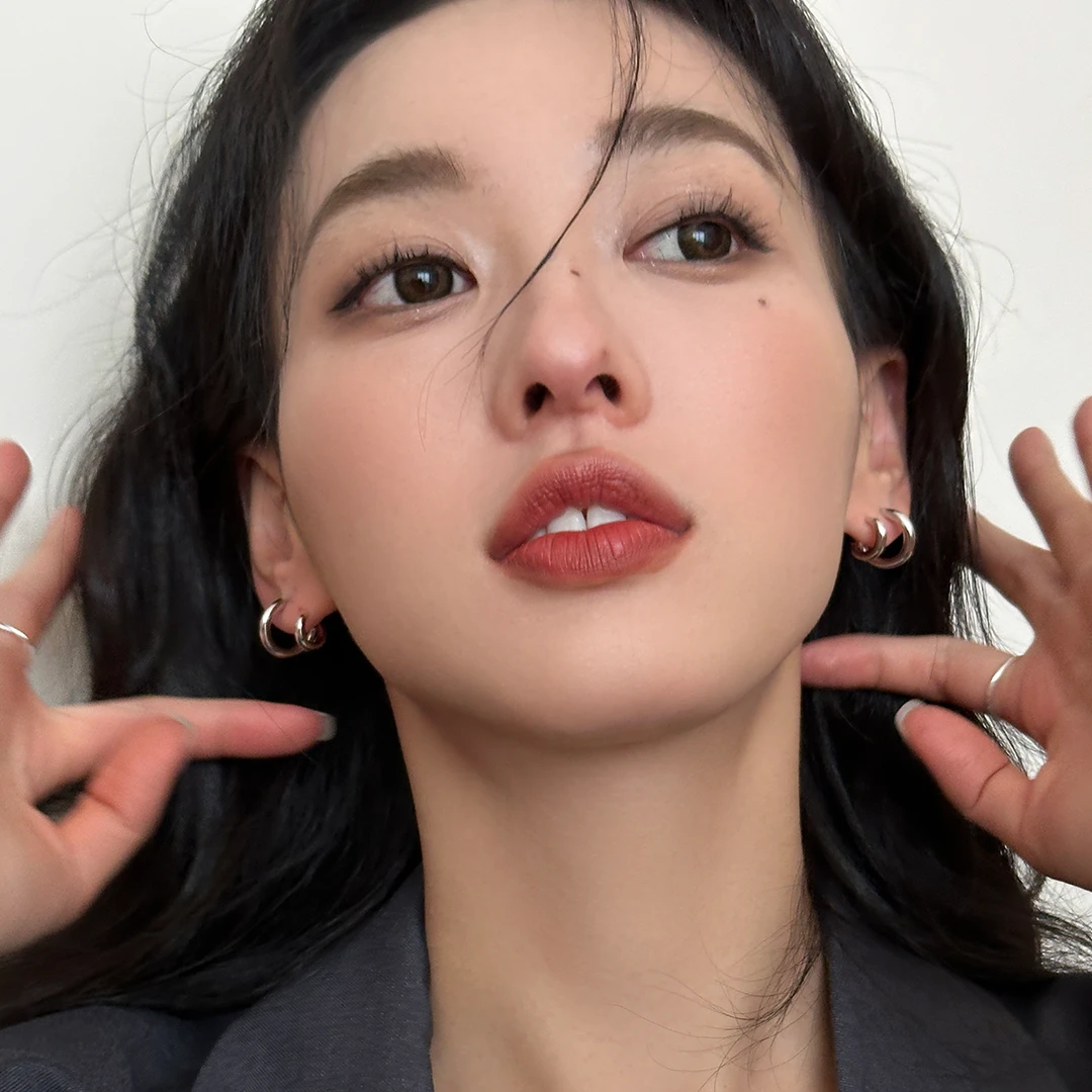 ERBAN/耳伴 合金耳饰 酷帅双环素圈耳钉小众设计高级感银针耳环女