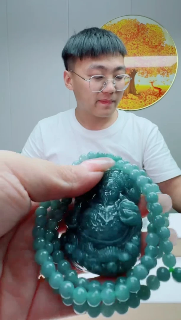 翡翠未镶嵌颈饰御龙财神多样性随机发其一