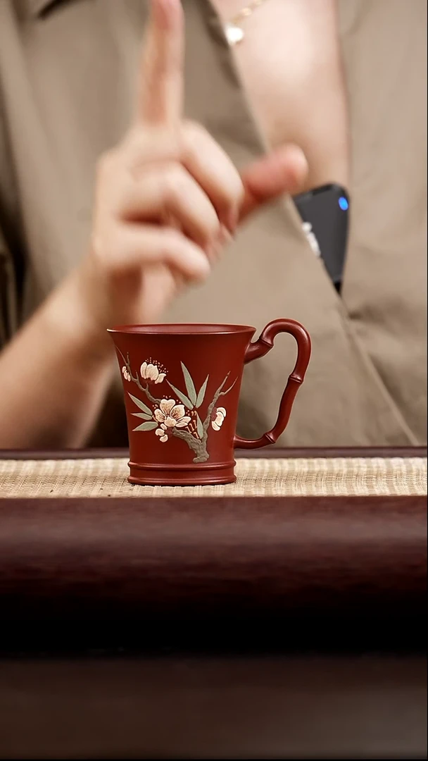茶壶紫砂朱泥竹节 花把杯