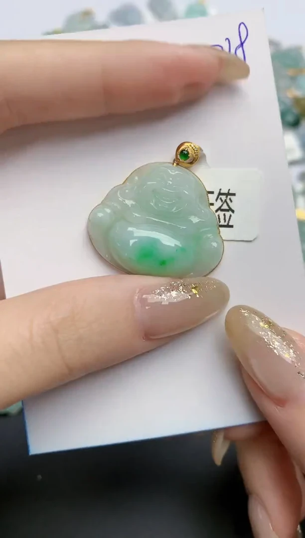 【闪购商品】翡翠颈饰18K金镶嵌天然缅甸翡翠A货