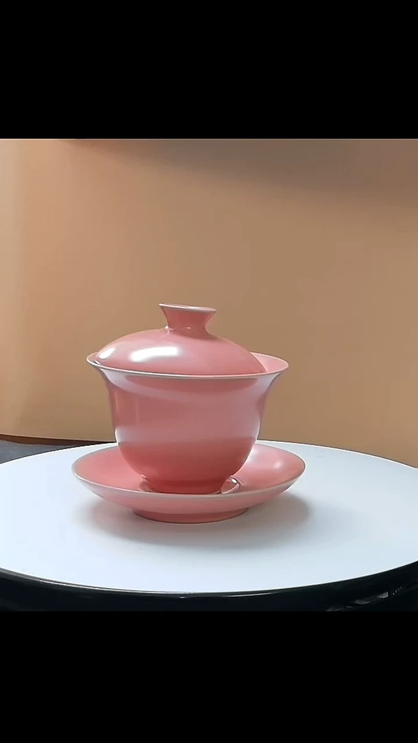 盖碗粉色三才盖碗礼盒装