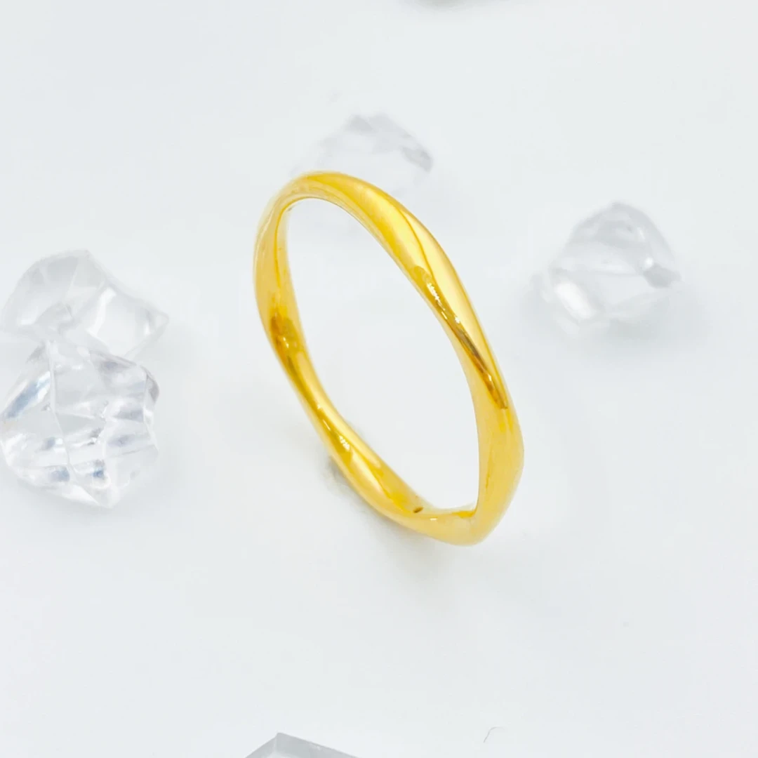 5D足金999莫比乌斯戒指两戴款小波浪环戒指时尚百搭（实心）