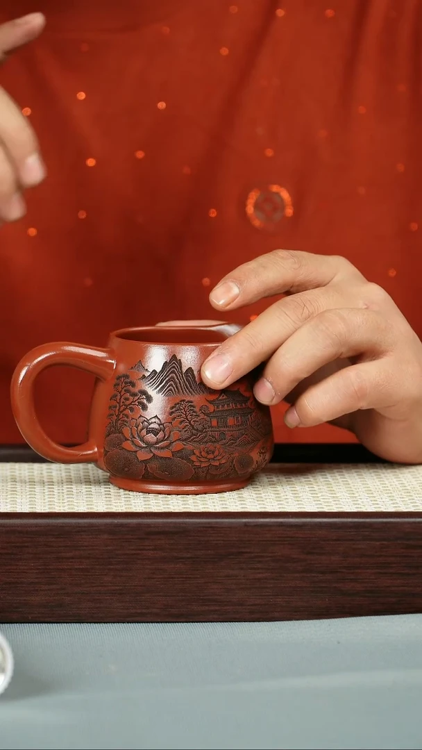 茶杯紫砂 大红袍 和气生财 公道杯