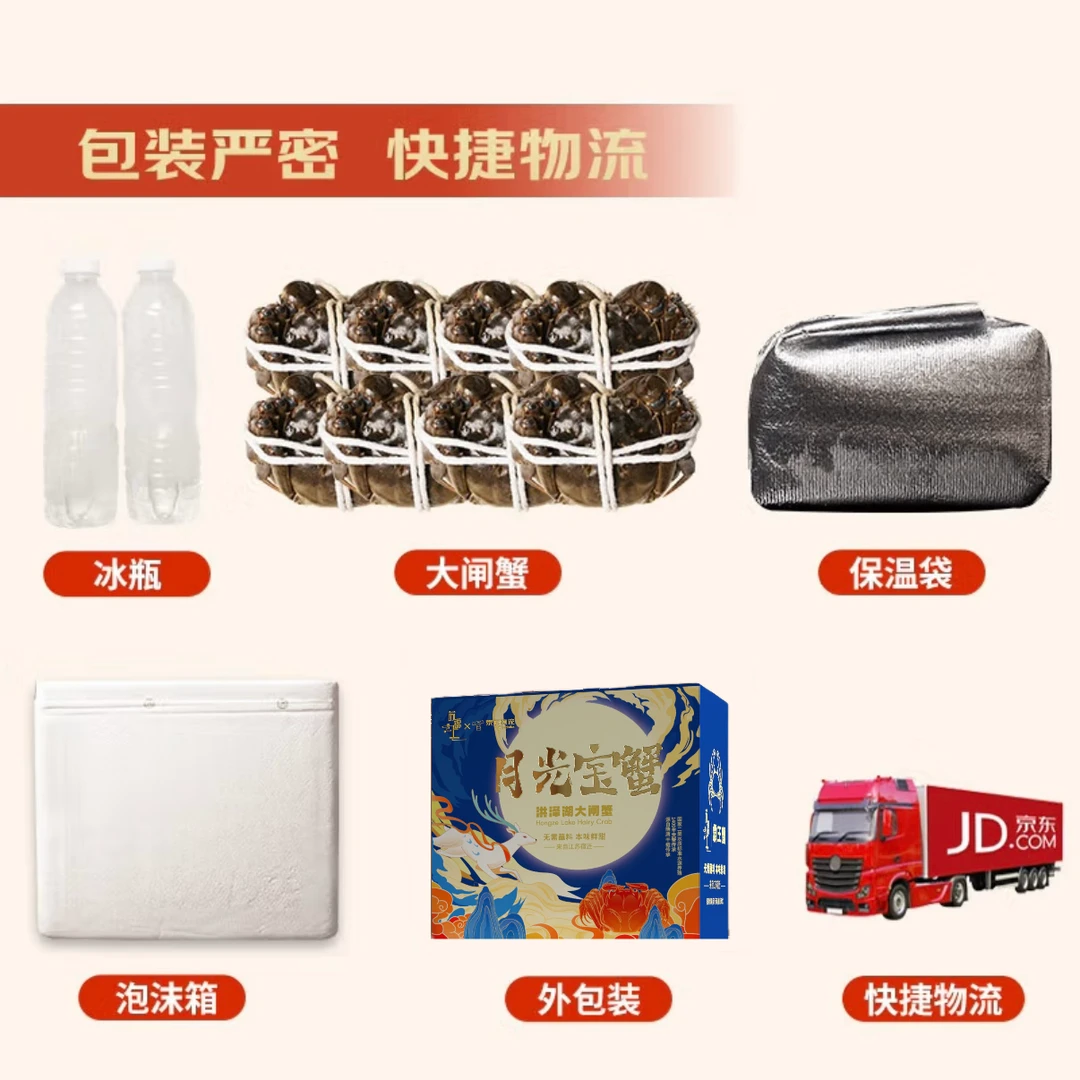 【活蟹现发】精品大闸蟹 3.0两公+2.6-2.3两母 4对8只 礼盒装