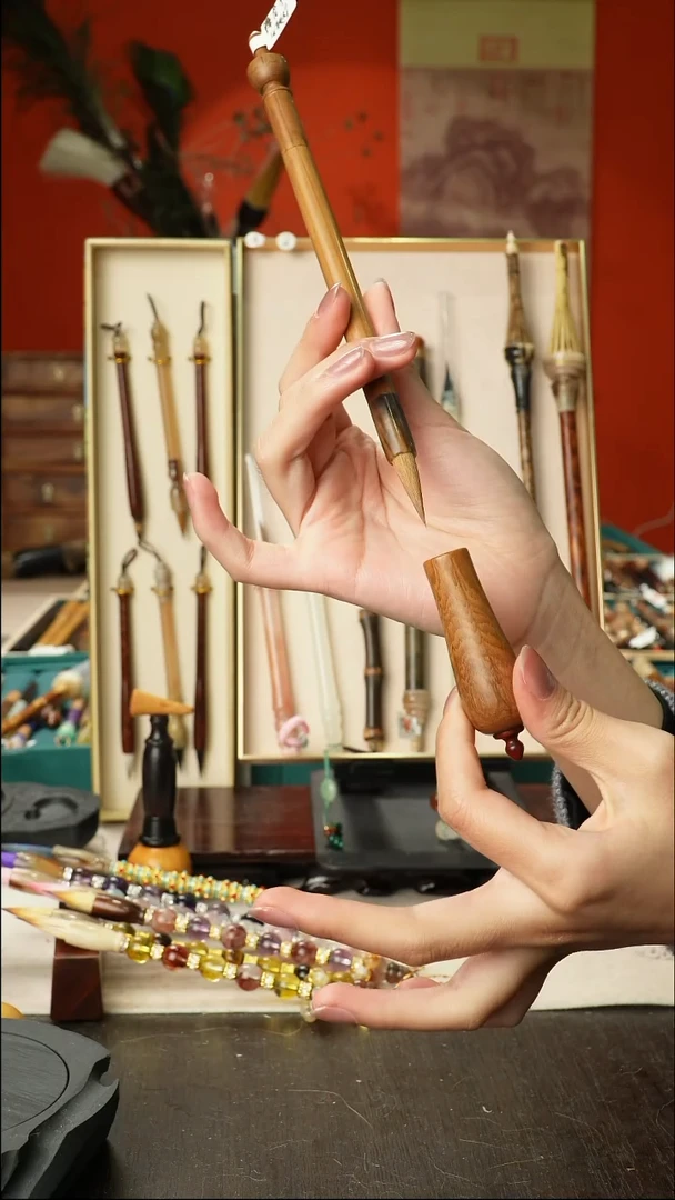 2号孤品高货毛笔链接 清水试笔 蘸墨不退