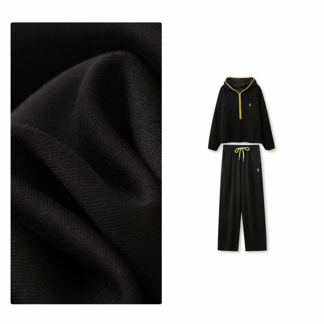 秋款刺绣小马撞色叙境套装一套免搭卫衣休闲裤两件套女 L8171