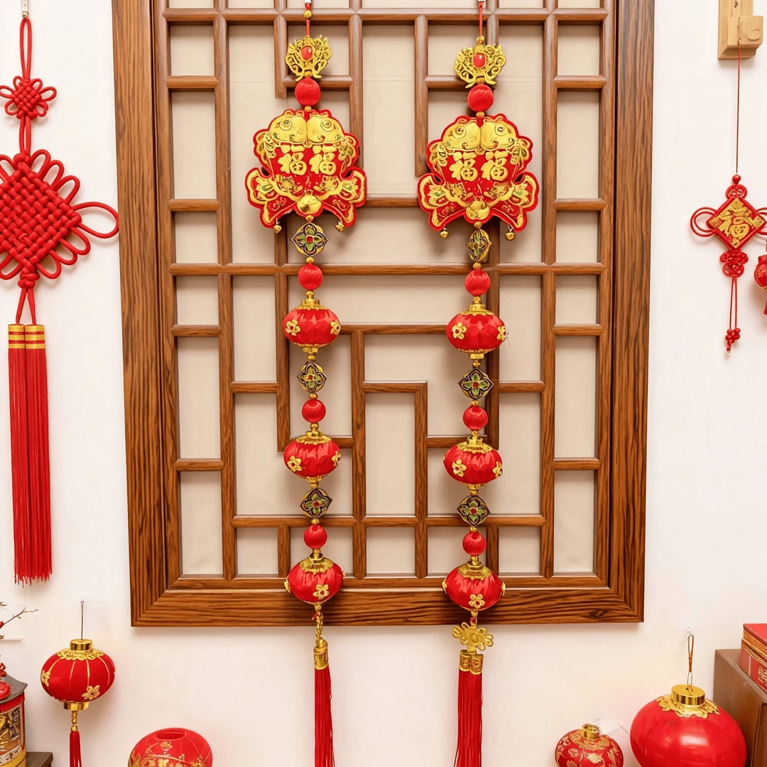 双鱼灯笼串福字中国结挂饰客厅大门乔迁喜庆装饰品