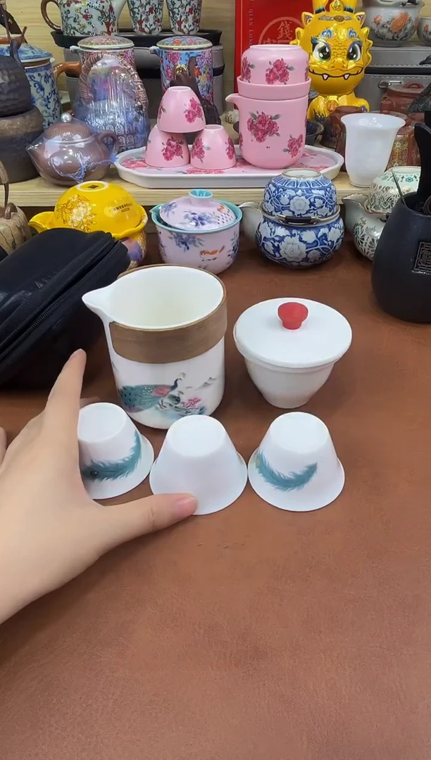 陶瓷茶具摆件旅行套组