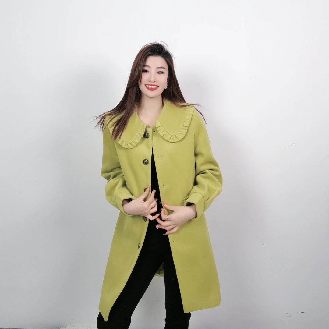 【静姐宠粉】娃娃领毛呢大衣女新款气质新年战袍千金风百搭X8820