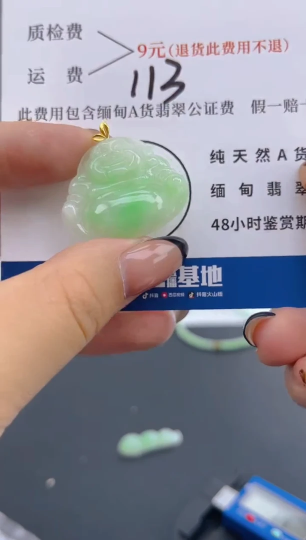 颈饰18K金镶嵌翡翠纯天然缅甸翡翠A货