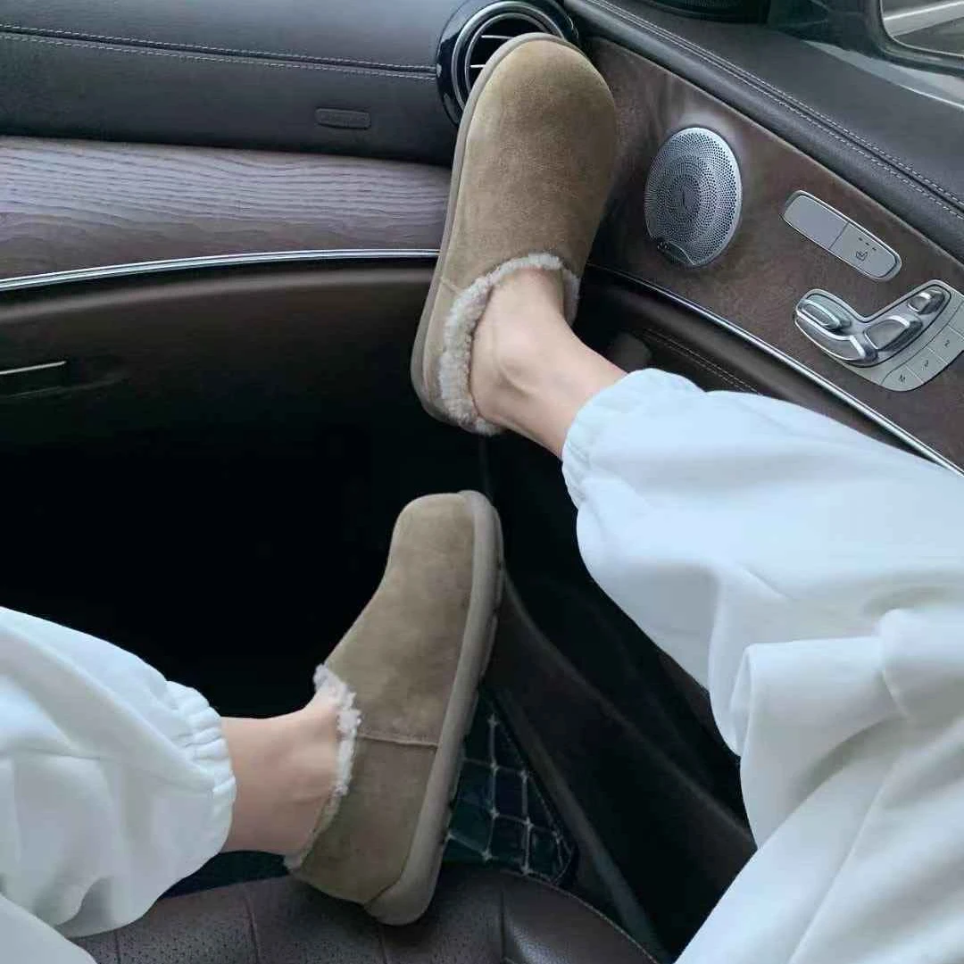 全包小土豆女士休闲铁头羊皮毛一体卷毛雪地靴博肯鞋