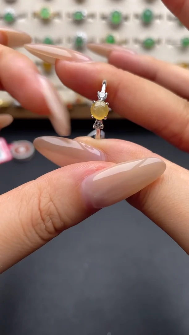 银S925镶嵌戒指翡翠一物一证一礼盒