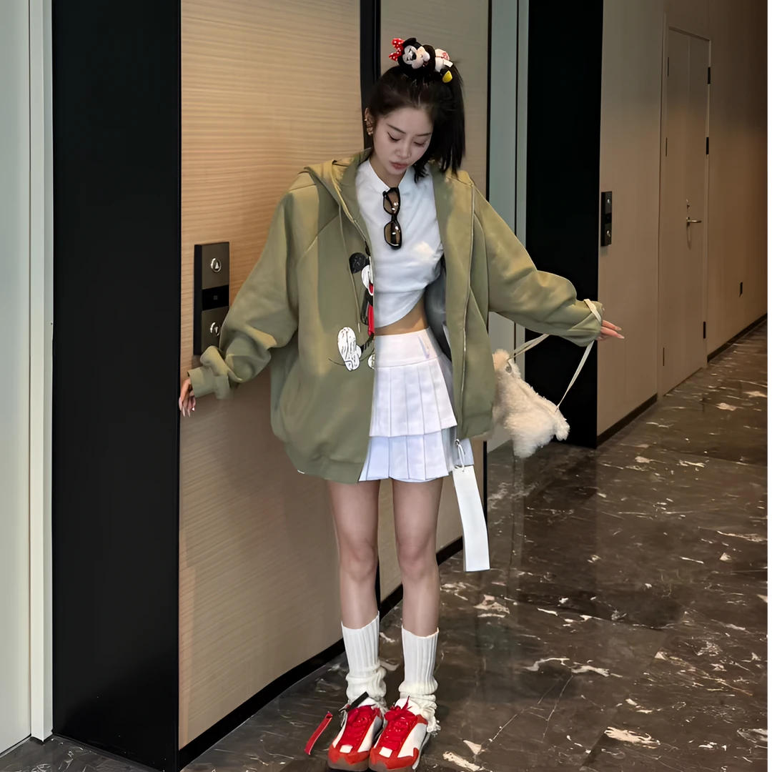 宠儿【2025春款财神韩版时尚连帽印花米奇卫衣外套】