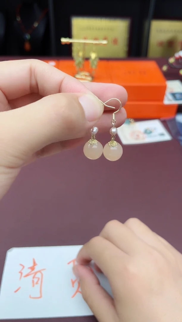 玛瑙/玉髓耳饰银S925镶嵌218000