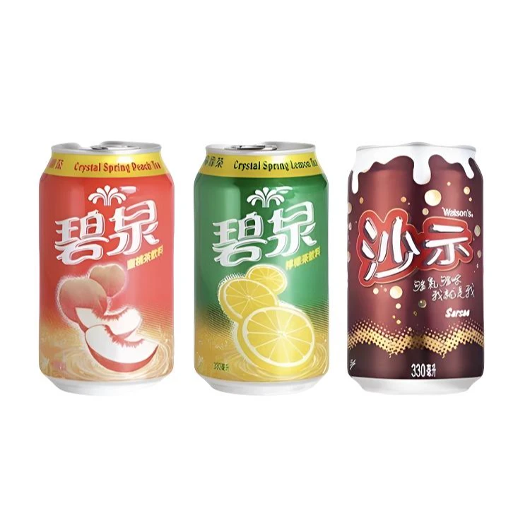 港版 碧泉 柠檬茶 水蜜桃茶 沙示 碳酸汽水330ml