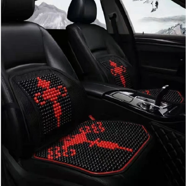 夏季通风木珠子座垫汽车坐垫护腰靠四季坐垫透气夏季卡通椅垫凉垫