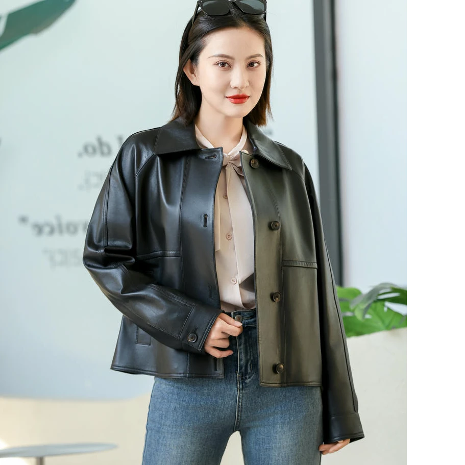 韩版绵羊皮真皮休闲时尚皮衣