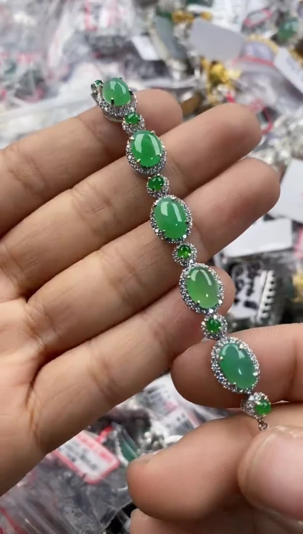 银S925镶嵌戒指翡翠444            1