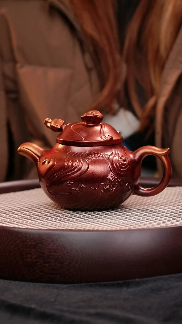 茶壶紫砂宜兴紫砂壶鱼化龙