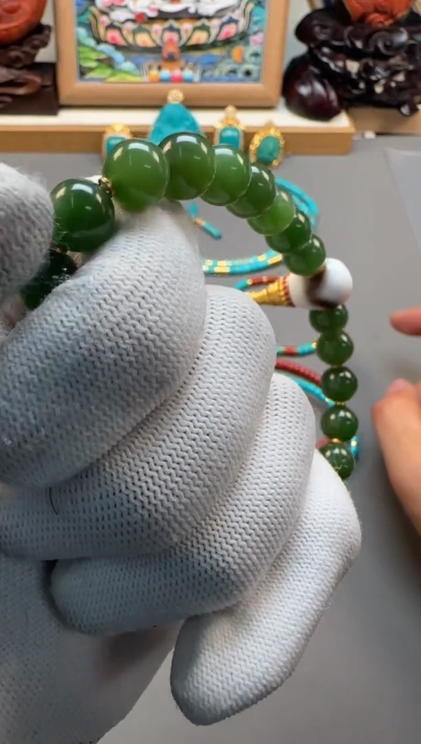 【闪购商品】和田玉手串手串18K金镶嵌手串手串