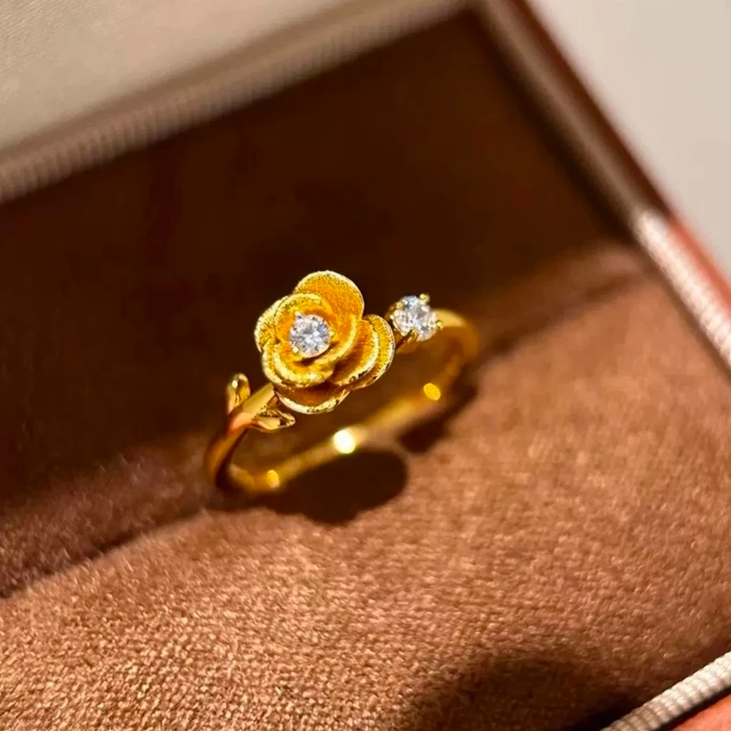 18K 金玫瑰花戒指-zjc