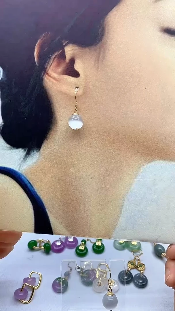 变石猫眼14K金镶嵌耳饰34