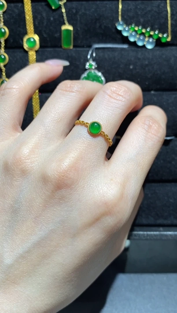 【闪购商品】翡翠戒指18K金镶嵌戒指