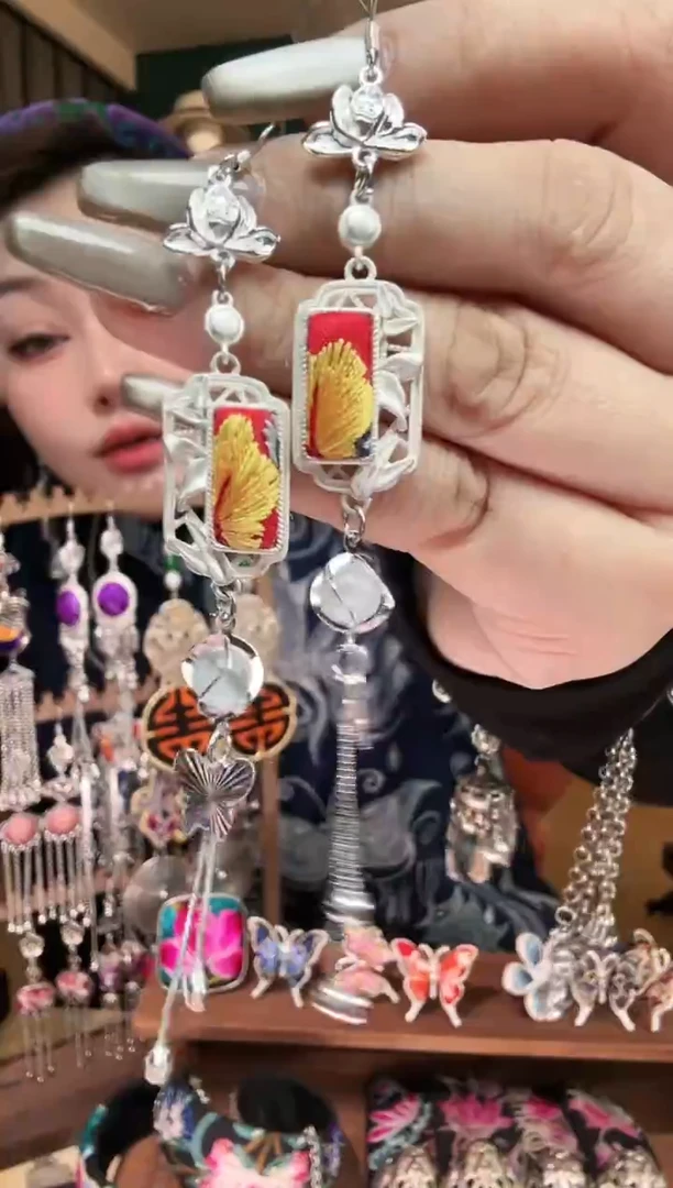 刺绣纯手工民族风刺绣耳环