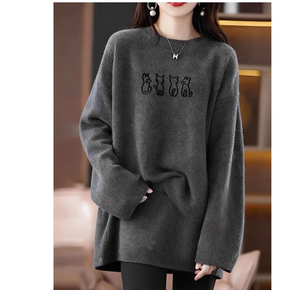 灰色德绒打底衫女秋冬加绒加厚内搭可外穿中长款配鲨鱼裤的上衣