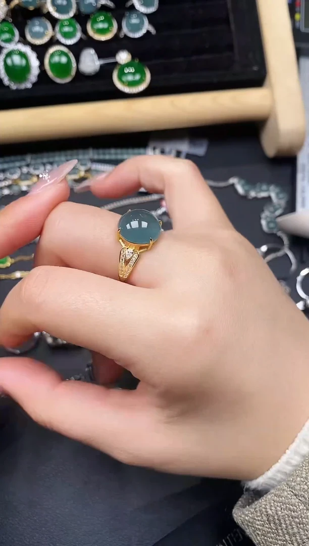 银S925镶嵌戒指翡翠378385