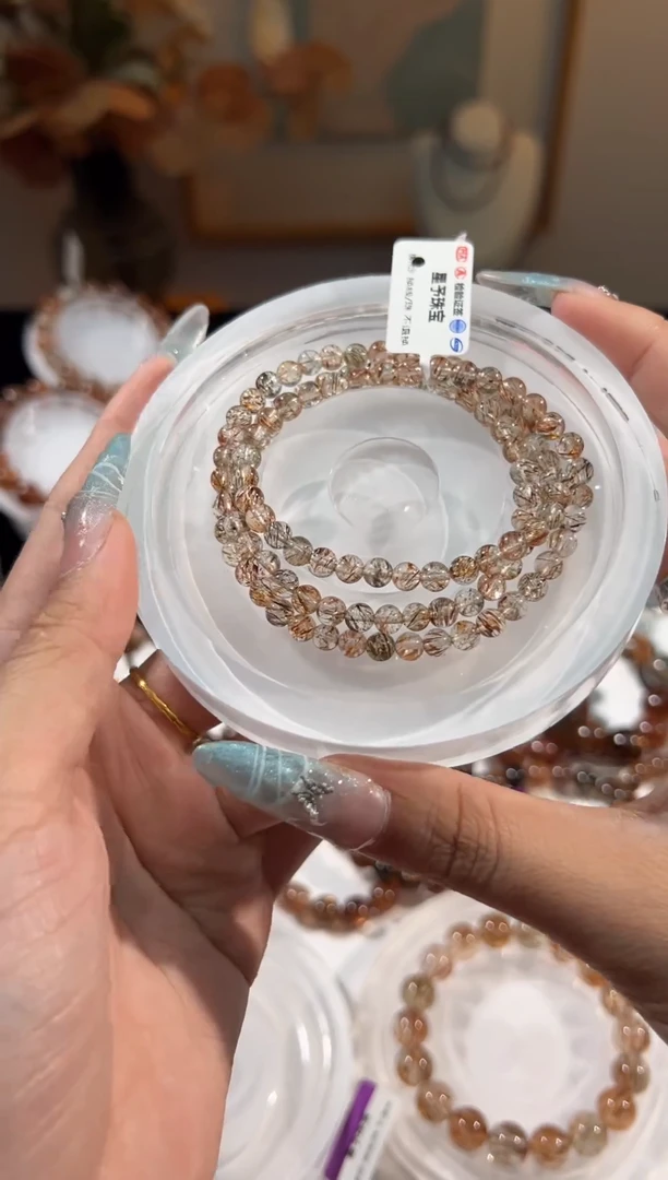 水晶手链未镶嵌黑金超七长链4+