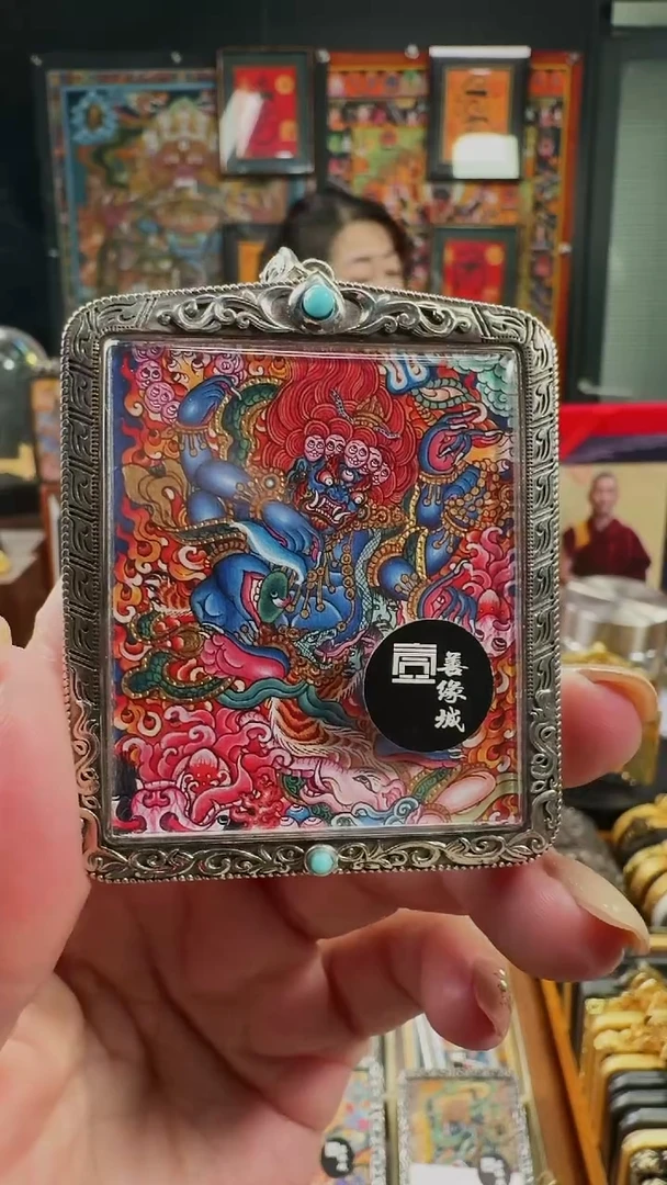 吊坠壹善缘城手绘唐卡黑六臂