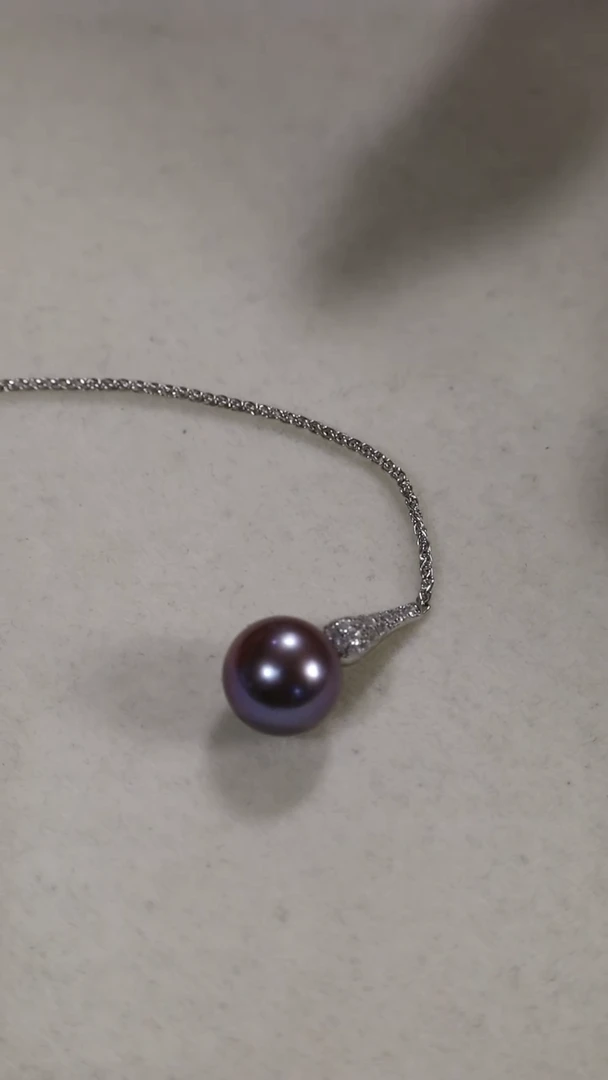 毛衣链银S925镶嵌淡水珍珠淡水蓝莓紫款式毛衣链