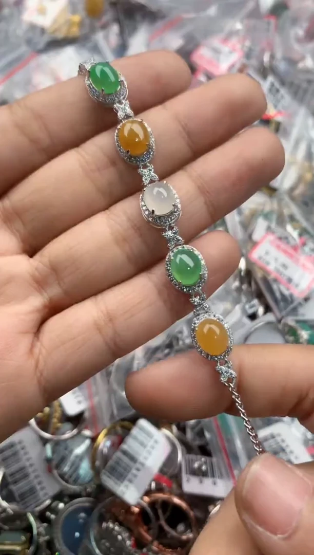 银S925镶嵌戒指翡翠4444----4
