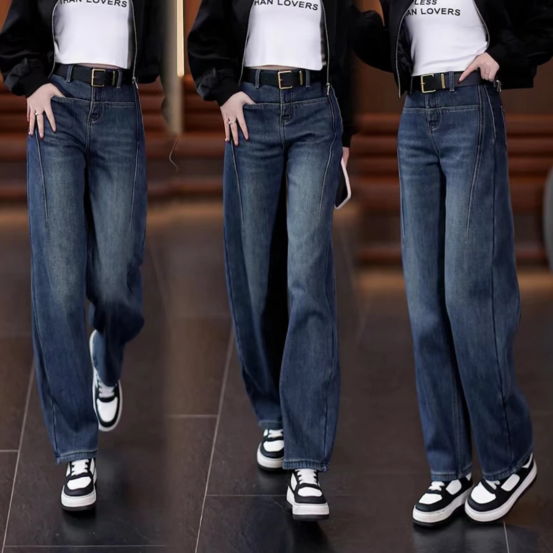 弯刀牛仔裤2025春秋新款高腰宽松显瘦时尚窄版镰刀裤