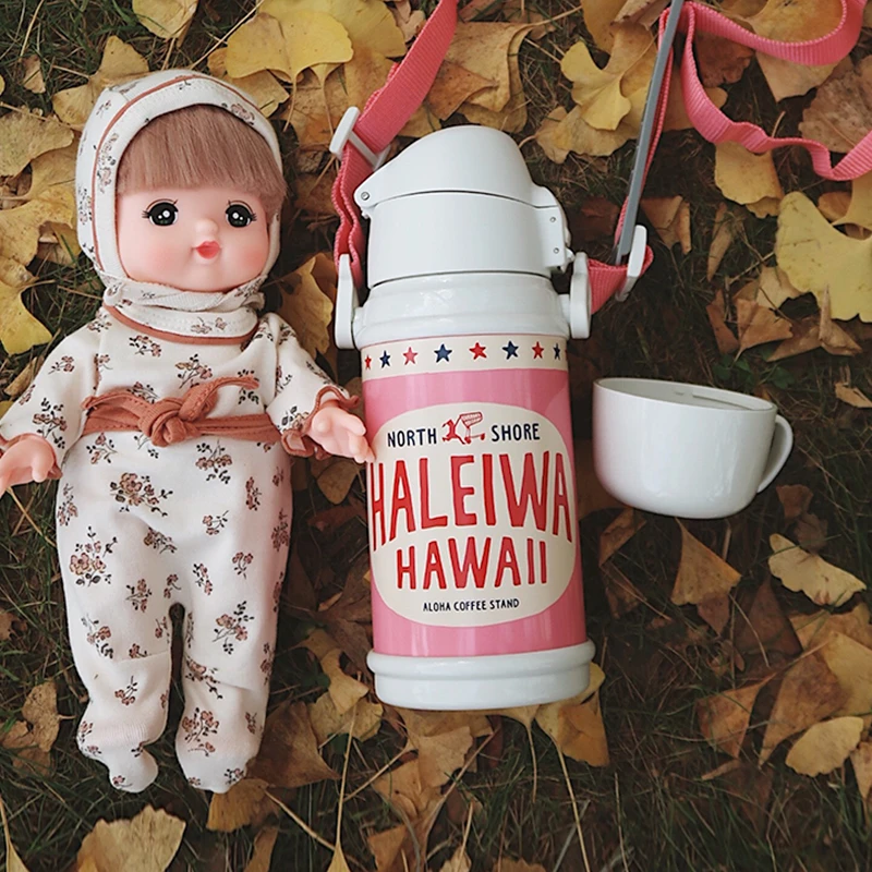 haleiwa保温杯儿童吸管316不锈钢小学生水杯便携直饮大容量水杯