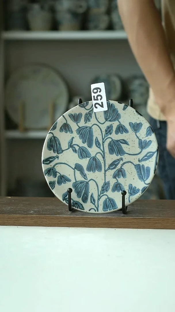 259微瑕青花铃兰花16.5cm甜品碟@4-2@