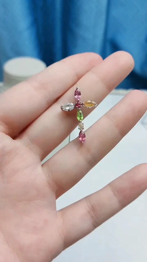 银S925镶嵌吊坠碧玺1110ZB183产品一个（多样性）