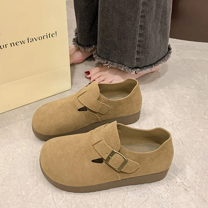 YYCORAL/宇逸瑚春季新款厚底软底勃肯鞋复古韩版百搭女鞋平底单鞋
